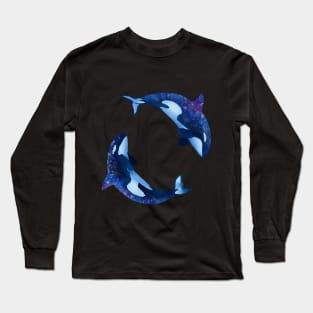 Hydro Flask stickers - ocean blue orca / killer whales galaxy space | Sticker pack set Long Sleeve T-Shirt
